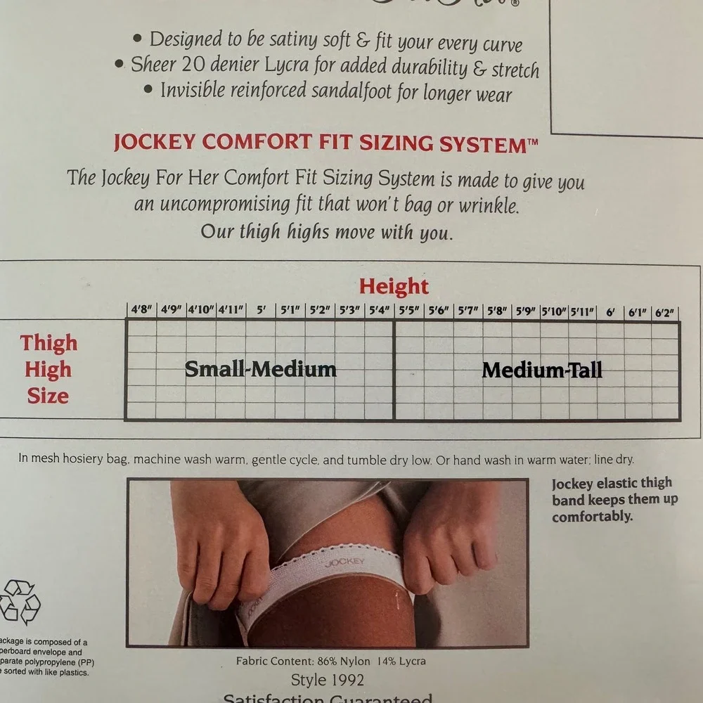Vintage Jockey For Her Off Black Sheer Thigh Highs 1992 Small Medium Made in USA - Picture 5 of 6